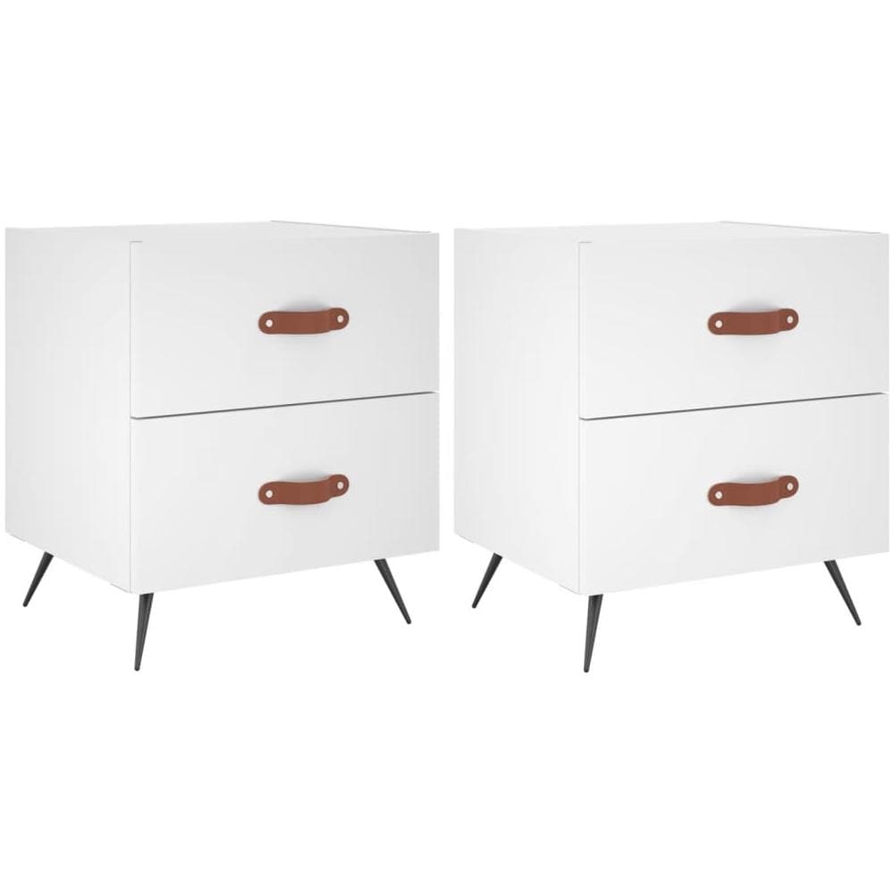 Comodini 2 Pz Bianchi 40x35x47,5 Cm In Legno Multistrato - Foto 1