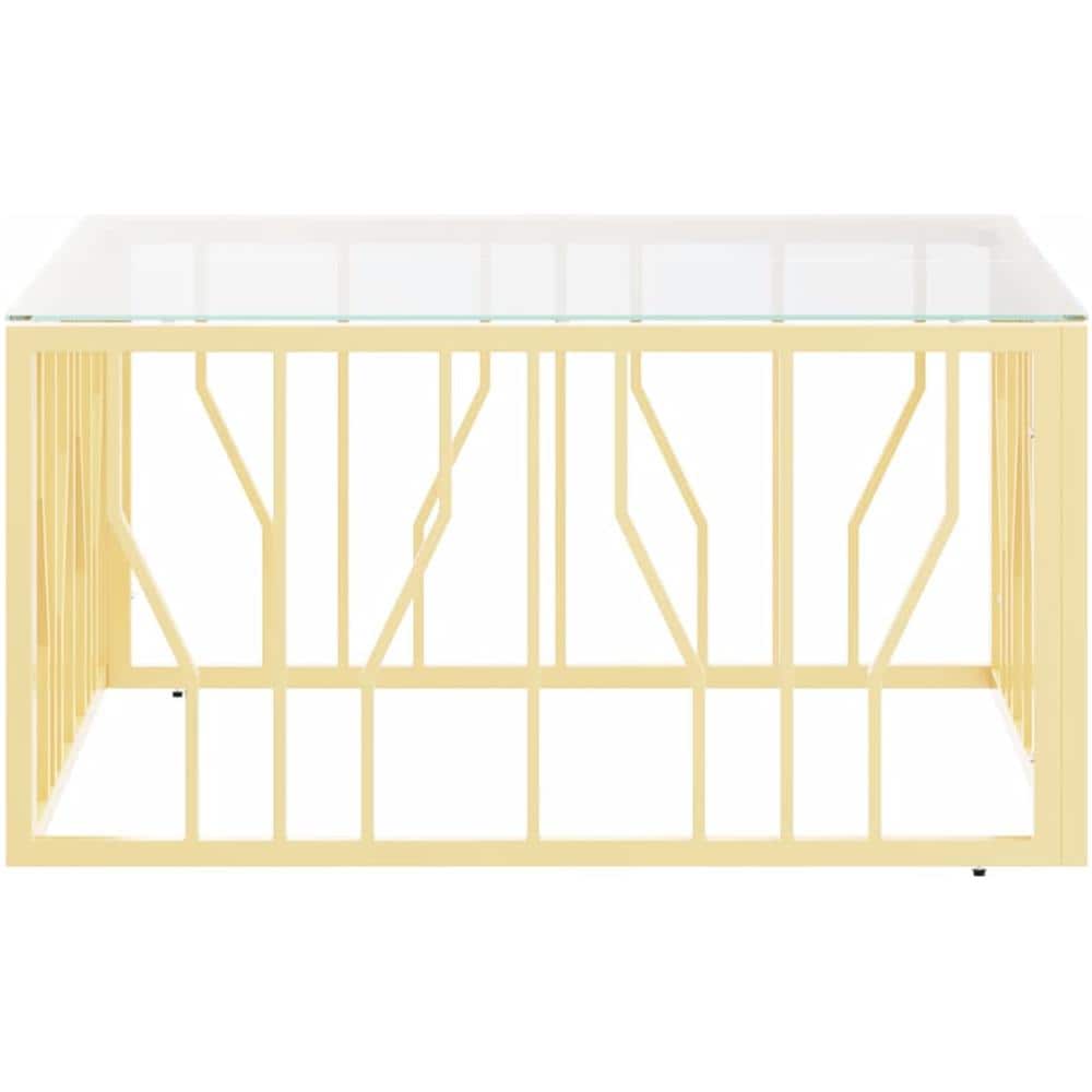 Tavolino Da Salotto Oro 80x80x40 Cm In Acciaio Inox E Vetro - Foto 3