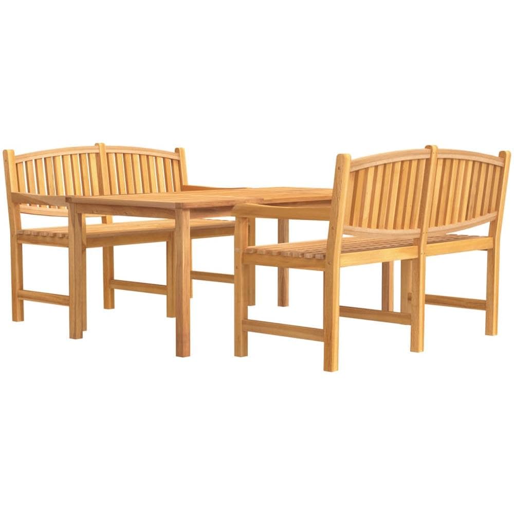 Set Da Pranzo Per Giardino 3 Pz In Legno Massello Di Teak - Foto 2