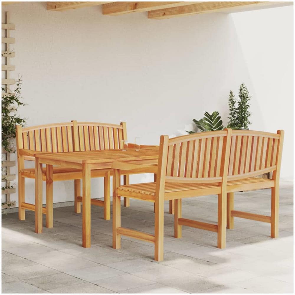 Set Da Pranzo Per Giardino 3 Pz In Legno Massello Di Teak - Foto 1