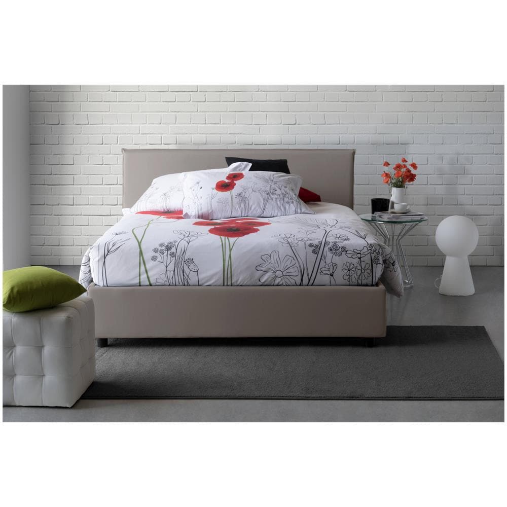 Letto Matrimoniale Betty, Letto Contenitore Con Rivestimento In Tessuto, 100% Made In Italy, Apertura Frontale, Adatto Per Materasso Cm 160x190, Tortora - Foto 4