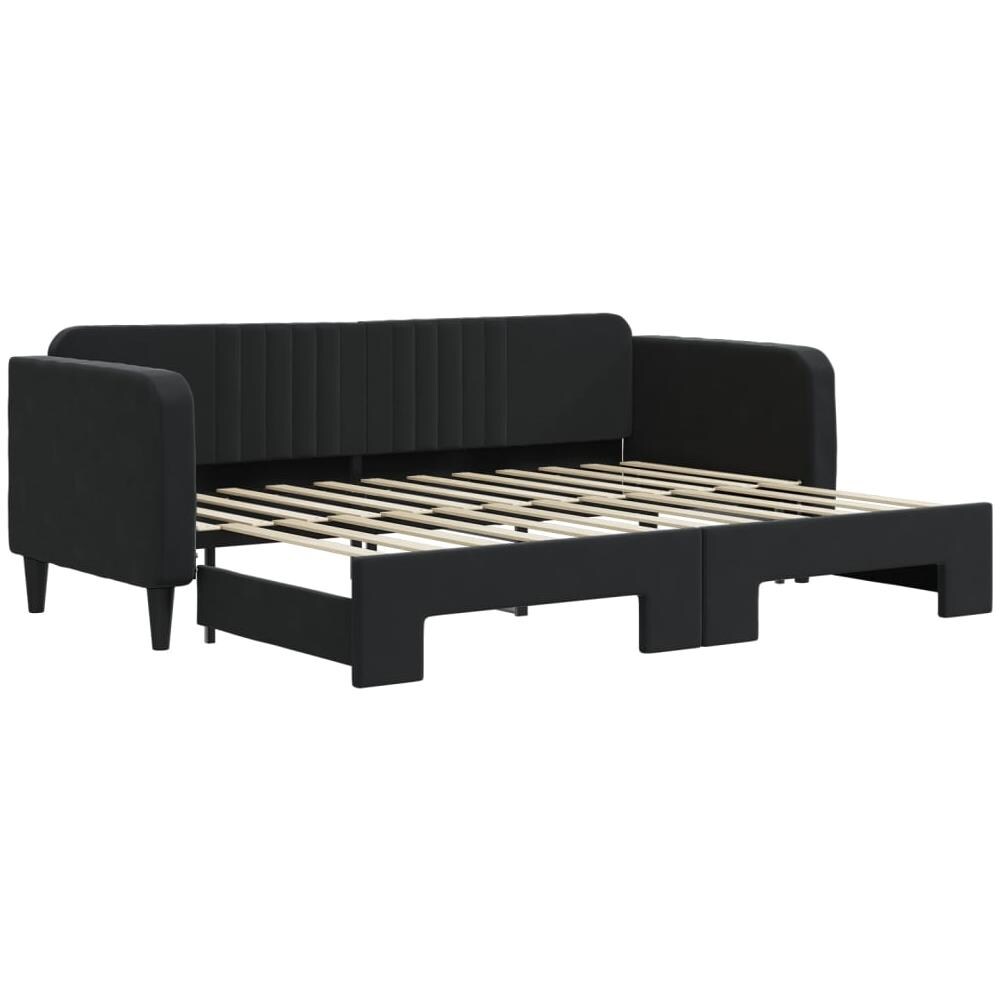 Divano Letto Con Letto Estraibile Nero 80x200 Cm In Velluto - Foto 2
