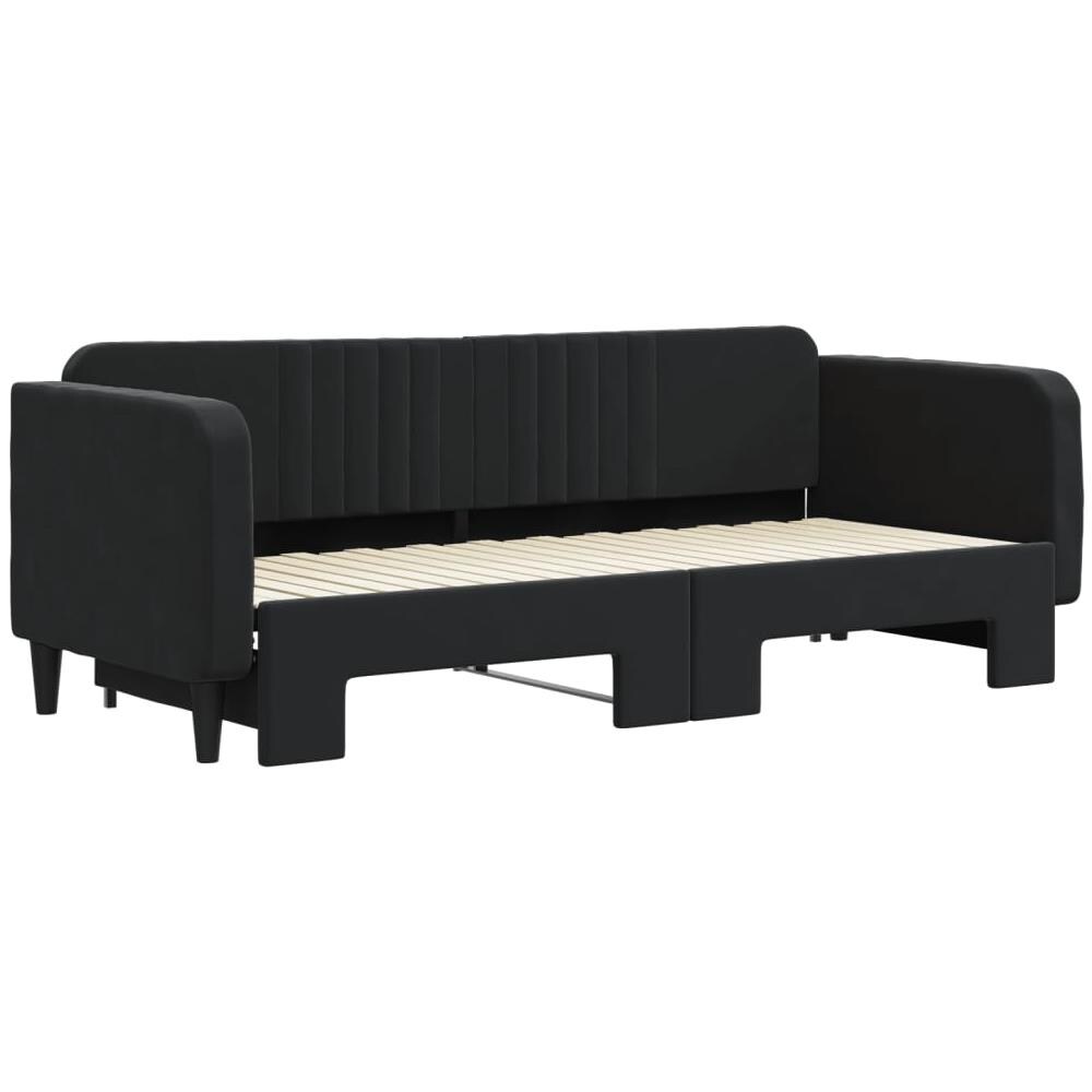 Divano Letto Con Letto Estraibile Nero 80x200 Cm In Velluto - Foto 3