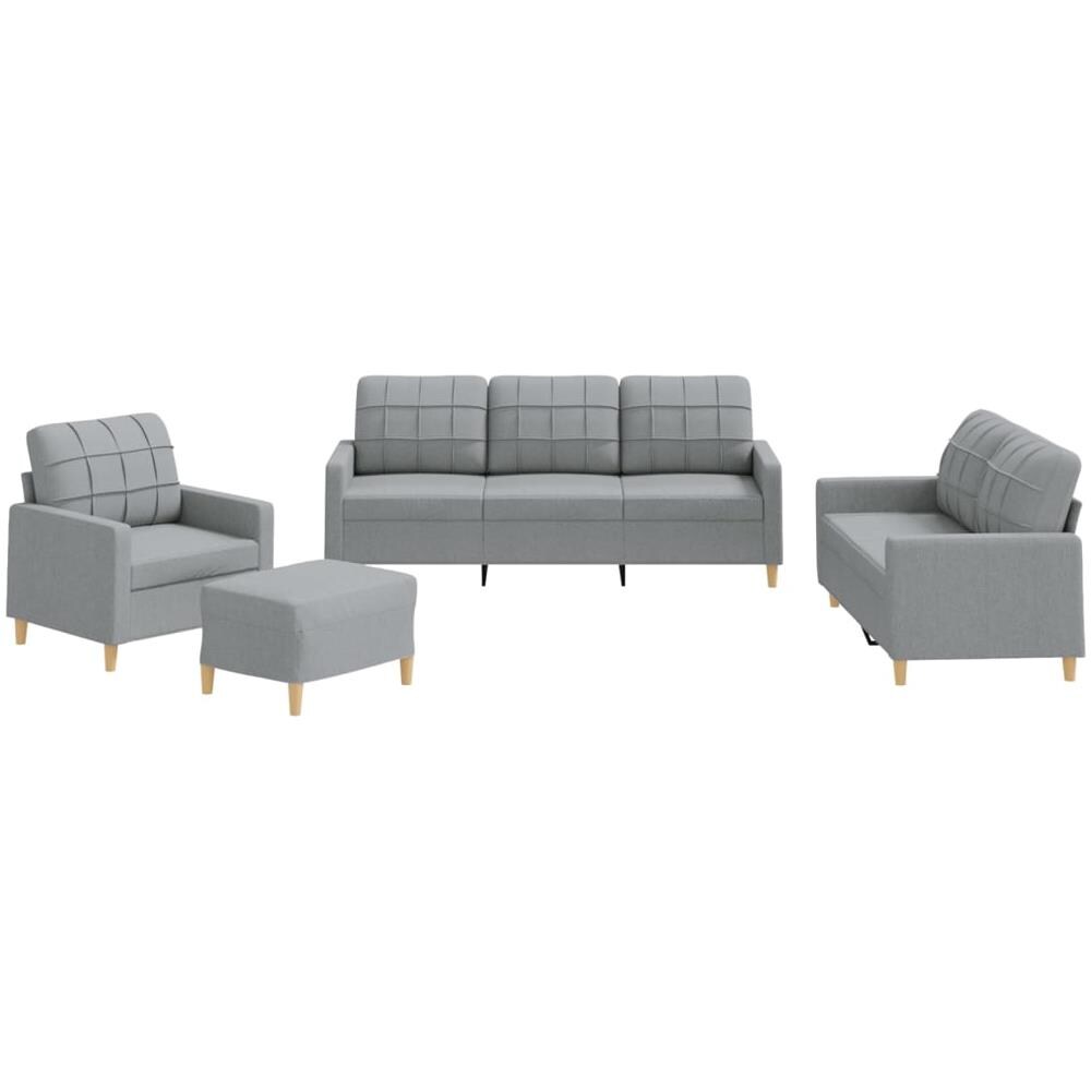 Set Di Divani 4 Pz Con Cuscini Grigio Chiaro In Tessuto - Foto 2