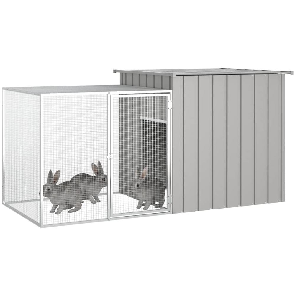 Gabbia Per Conigli Grigia 200x91x100 Cm Acciaio Zincato - Foto 2