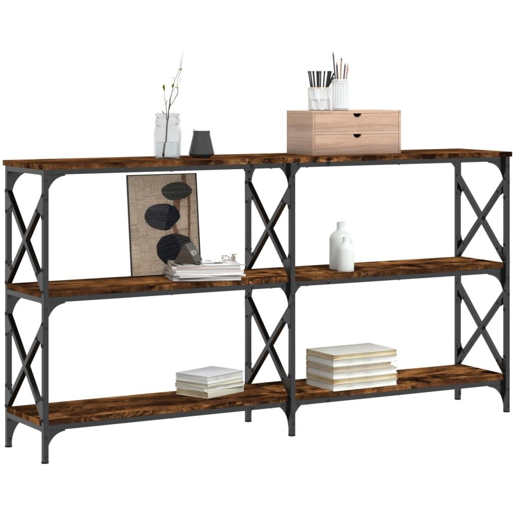 Tavolo Consolle Rovere Fumo 156x28x80,5 Cm In Legno Multistrato - Foto 3
