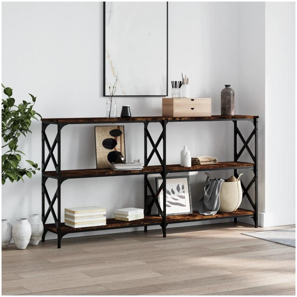 Tavolo Consolle Rovere Fumo 156x28x80,5 Cm In Legno Multistrato - Foto 1