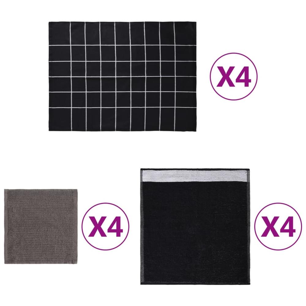 Set Strofinacci 12 Pz In Cotone Nero - Foto 1