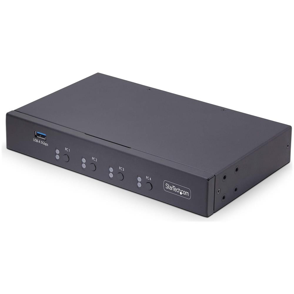 Switch KM a 4 porte Con Commutazione del Mouse, Switcher USB per Tastiera /Mouse, Audio 3,5 mm /USB, Condivisione Periferiche tra 4 PC, Conforme a TAA - Foto 1