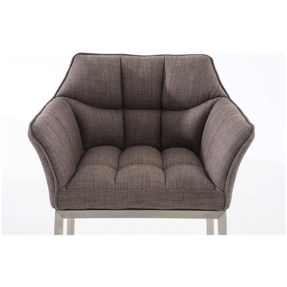 Sgabello DAMASO B con Telaio a 4 Gambe Nero, in Tessuto Grigio Telaio Acciaio Inox - Foto 5