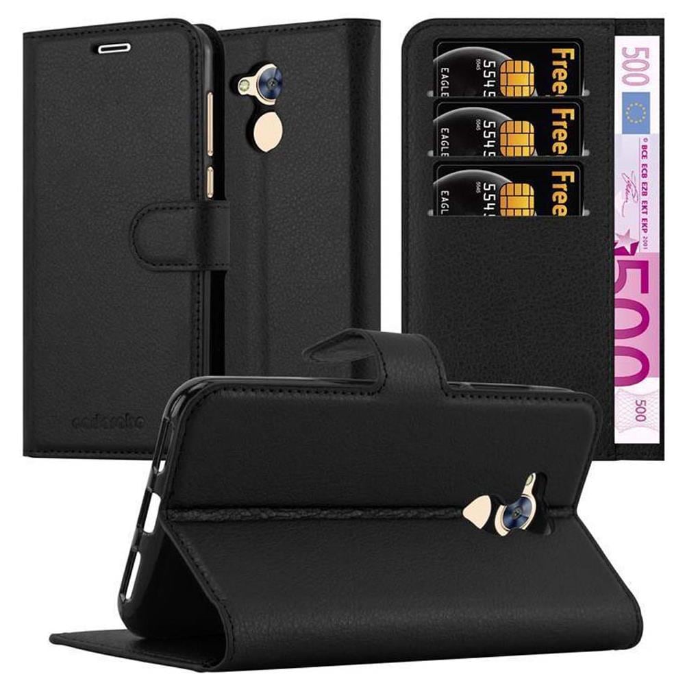 Custodia Compatibile Con Honor 6a In Nero Carbone - Coperchio Protettiva Con Chiusura Magnetica, Funzione Stand E Tasca Per Le Carte - Foto 1