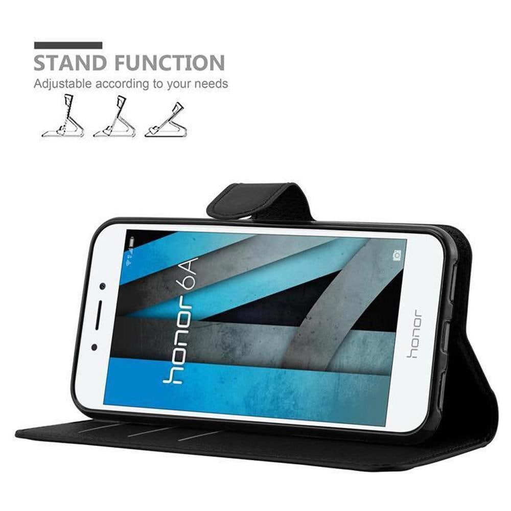 Custodia Compatibile Con Honor 6a In Nero Carbone - Coperchio Protettiva Con Chiusura Magnetica, Funzione Stand E Tasca Per Le Carte - Foto 6