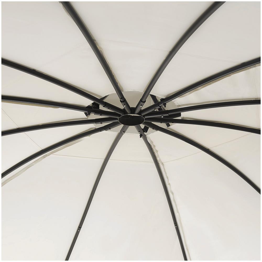 Gazebo In Acciaio E Tessuto Beige Ø368 Cm Safara - Foto 2