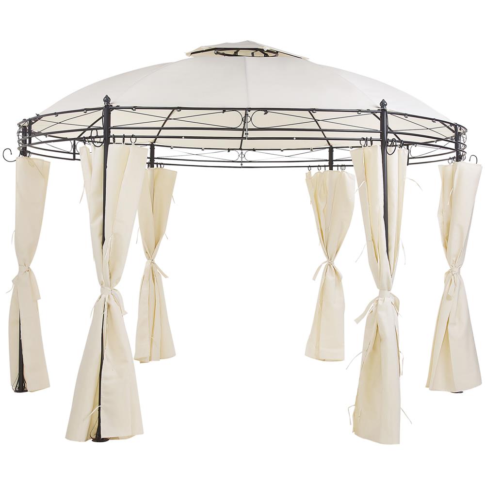 Gazebo In Acciaio E Tessuto Beige Ø368 Cm Safara - Foto 1