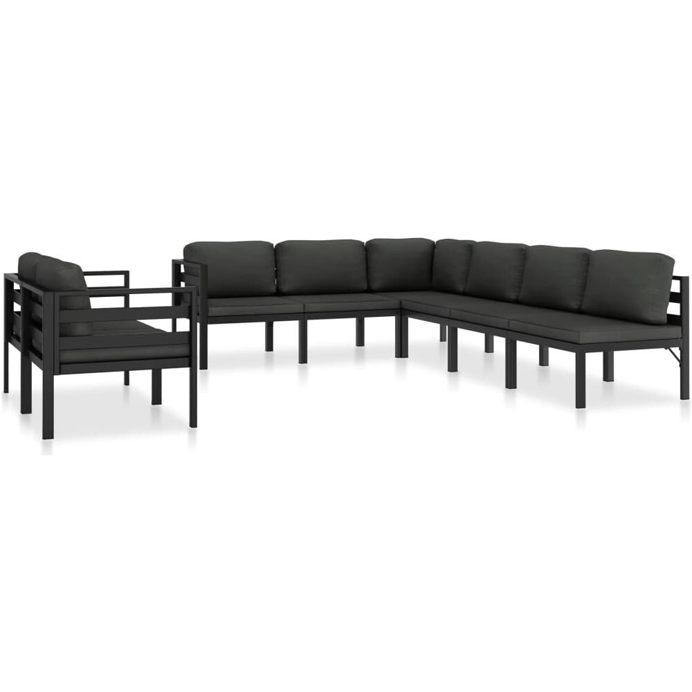Set Divani Da Giardino 8 Pz Con Cuscini In Alluminio Antracite - Foto 1
