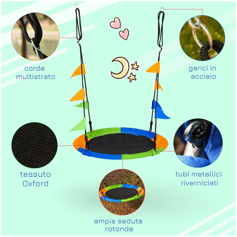 Altalena Rotonda Per Bambini +3 Anni Per Esterni E Interni Multicolor - Foto 8