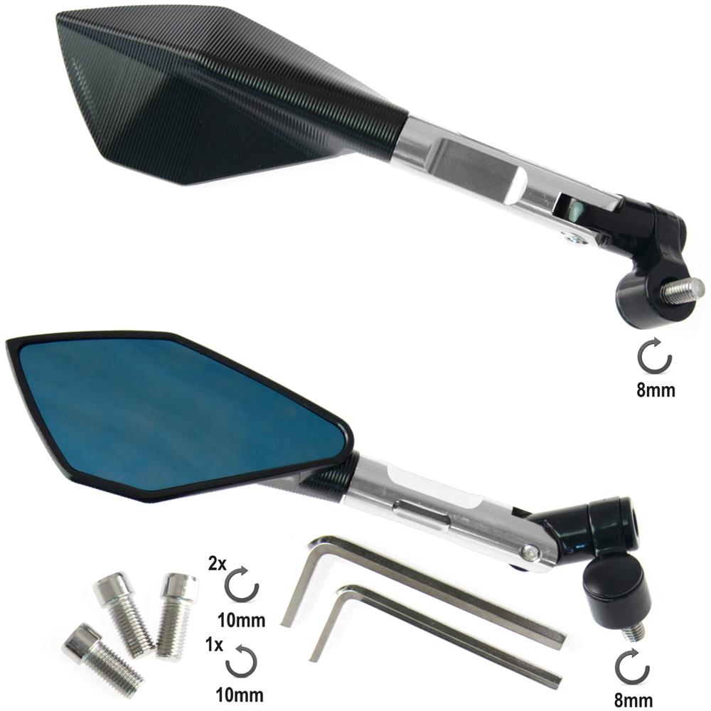 Coppia Specchietti Argento Retrovisori Specchi In Metallo Moto Scooter Custom - Foto 1