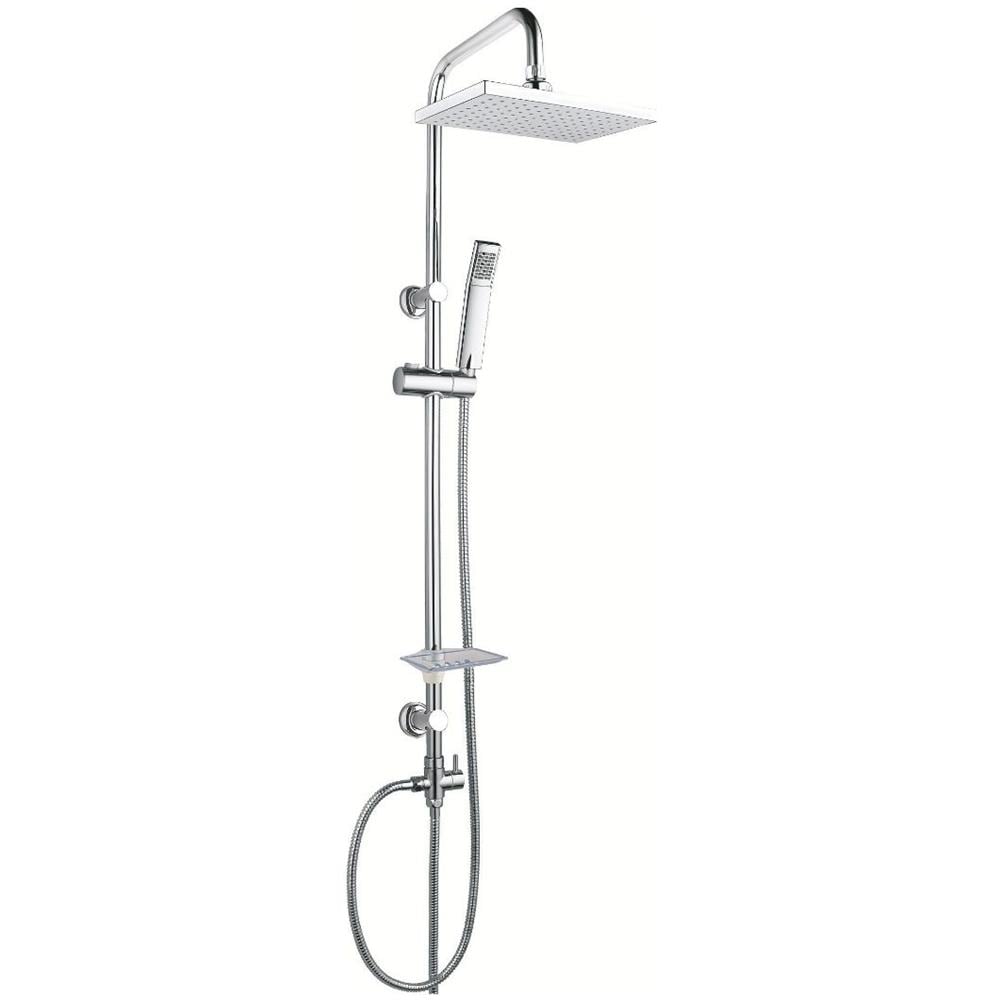 Colonna Doccia Attrezzata Luna Ottone Cromato Soffione E Doccetta Quadrati *** Materiale Staffe A Parete : Ottone - Foto 2