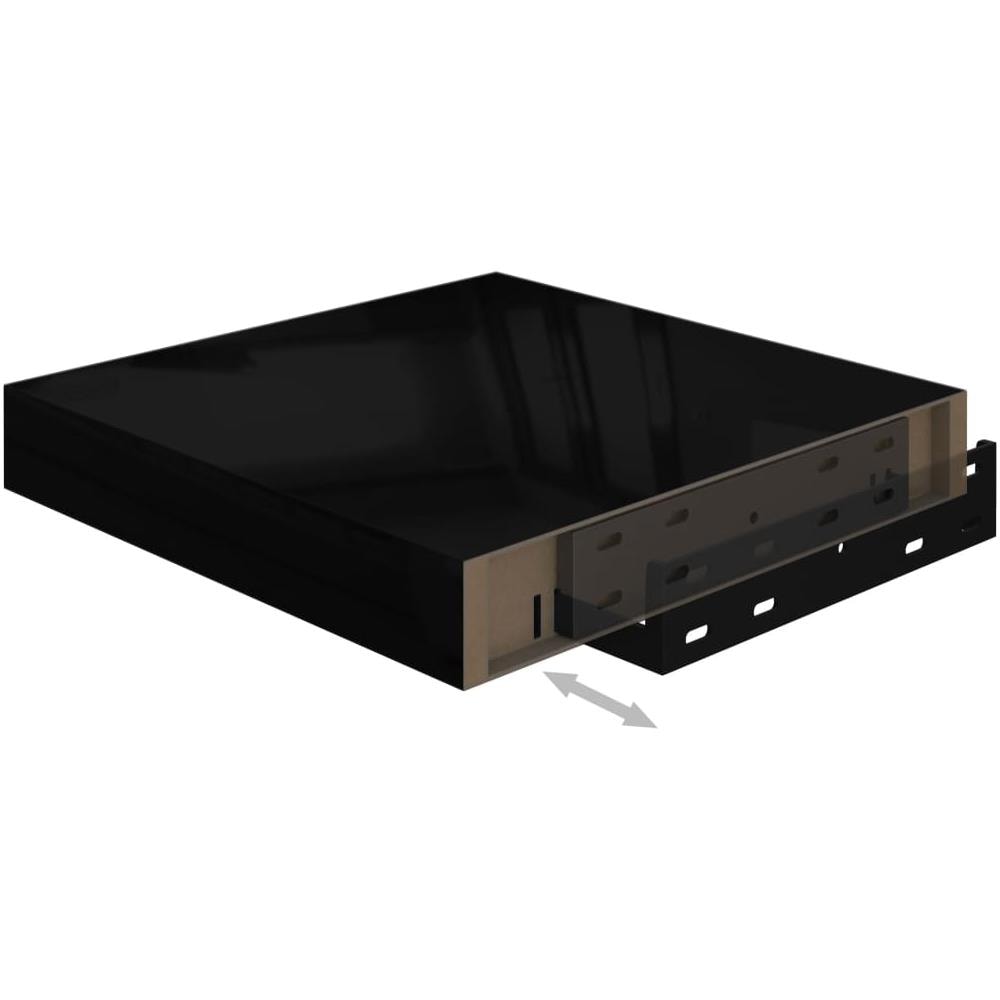 Scaffali A Parete 4 Pz Nero Lucido 23x23,5x3,8 Cm In Mdf - Foto 8