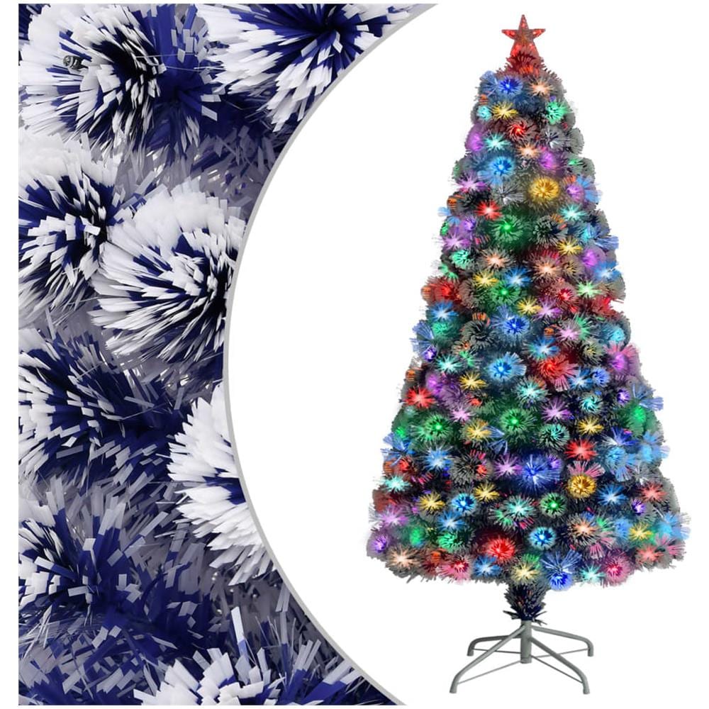 Albero Natale Artificiale LED Bianco e Blu 64 cm Fibra Ottica - Foto 1