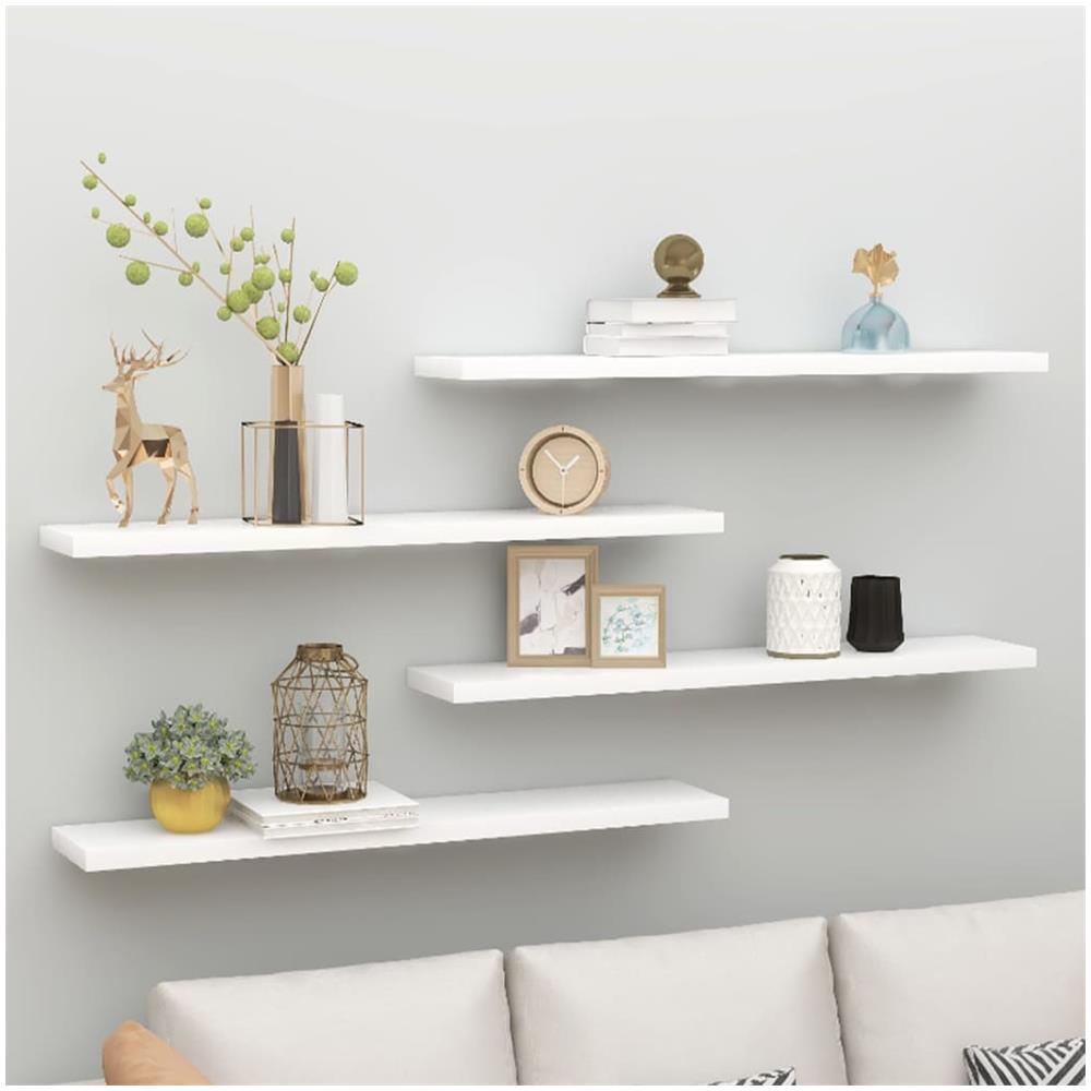 Scaffali A Parete 4 Pz Rovere E Bianco 120x23,5x3,8 Cm In Mdf - Foto 1