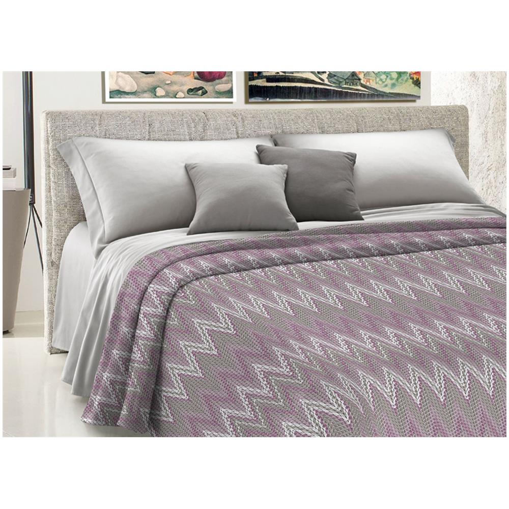 Copriletto Piquet Primavera Estate 100% Cotone Disegno Spinato Rigato Matrimoniale Rosa - Foto 2