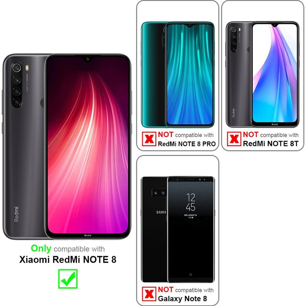 Custodia Compatibile Con Xiaomi Redmi Note 8 In Rosso Mela - Coperchio Protettiva Con Chiusura Magnetica, Funzione Stand E Tasca Per Le Carte - Foto 2