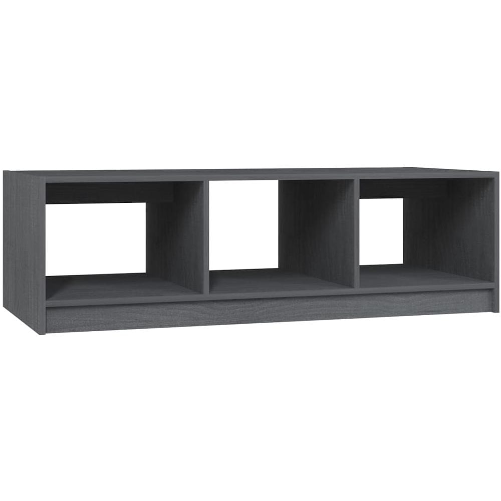 Tavolino Da Salotto Grigio 110x50x34 Cm Legno Massello Di Pino - Foto 2
