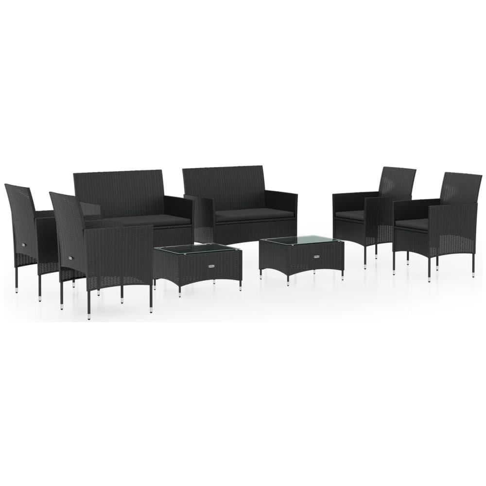 Set Divani Da Giardino 8 Pz Con Cuscini In Polyrattan Nero - Foto 2
