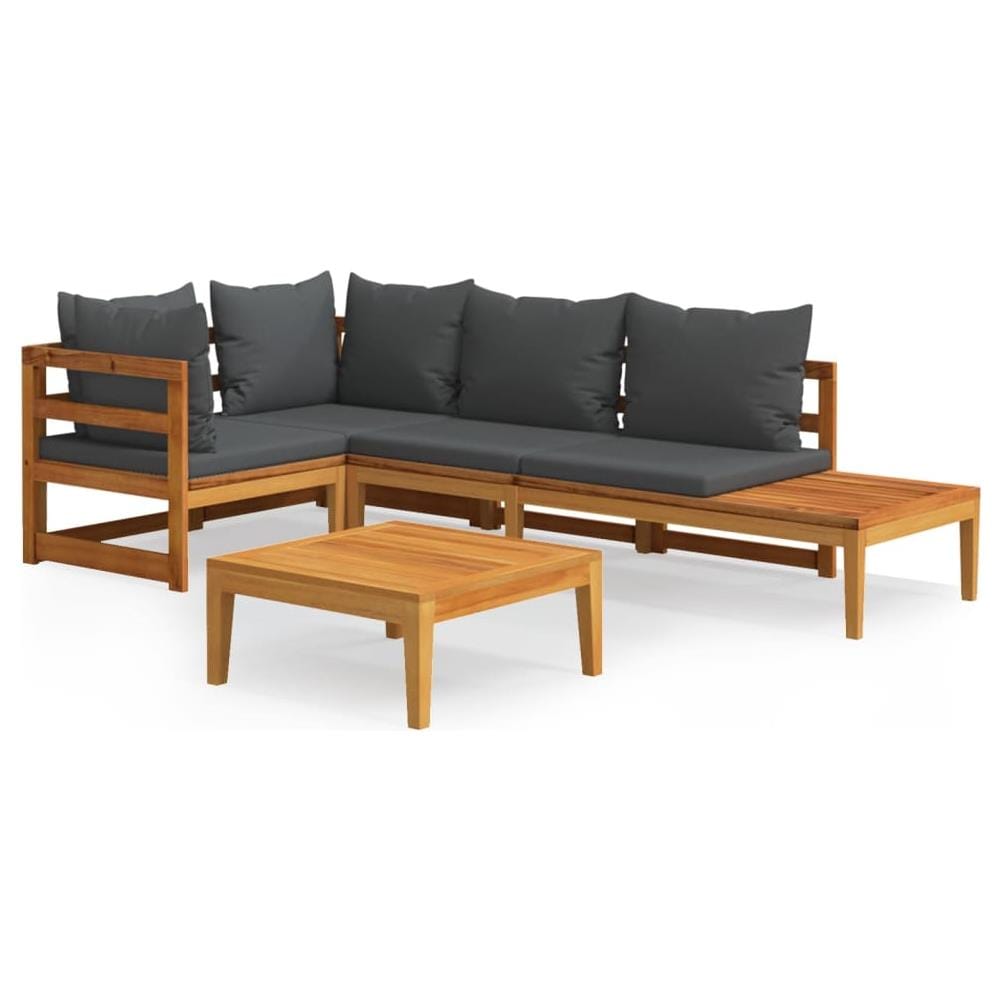Set Divani Giardino 4 Pz Con Cuscini Grigio Scuro Legno Acacia - Foto 1