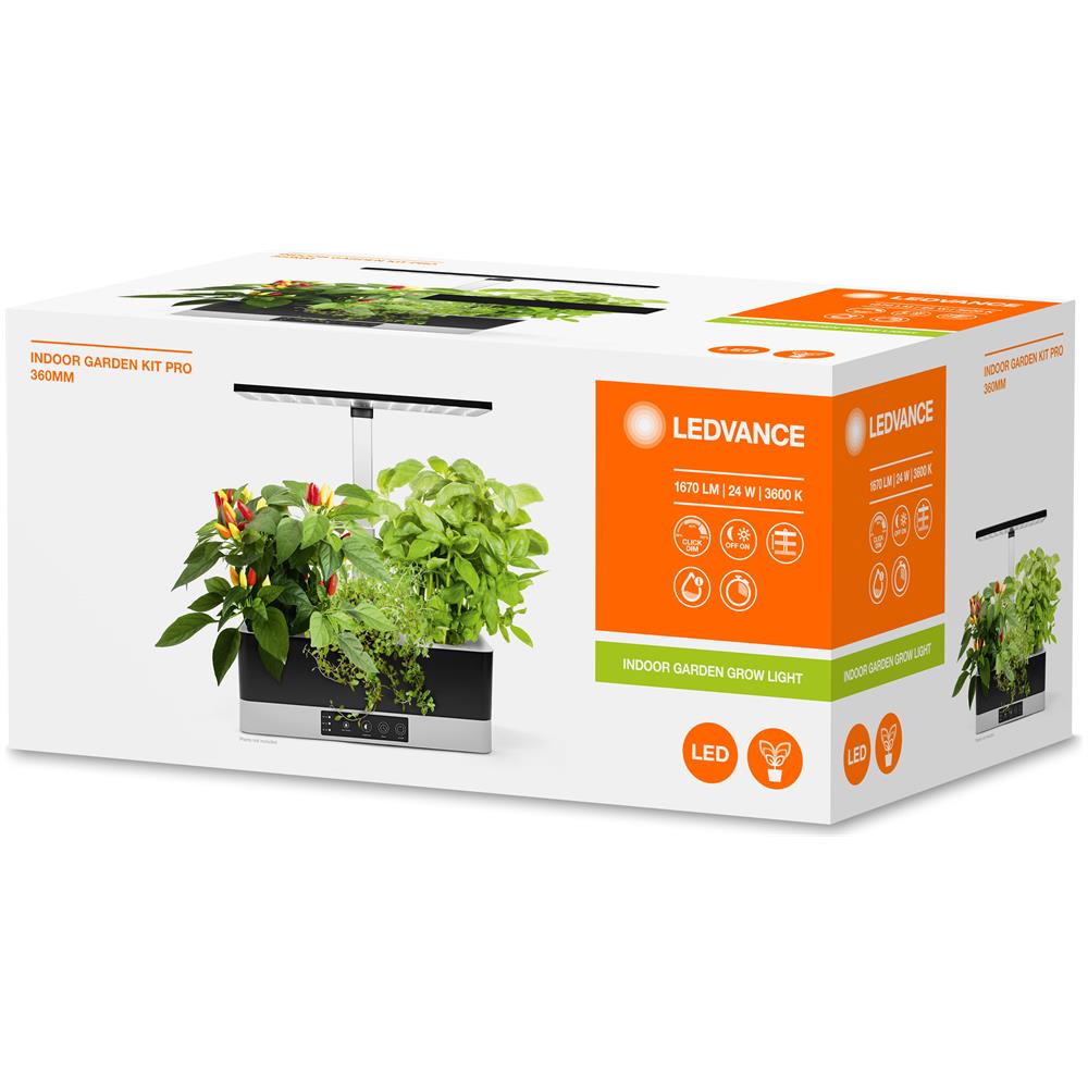 Ledvance Apparecchio Di Illuminazione: Per Tutte Le Superfici, Indoor Garden Kit Pro 360 Bk / 24 W, 220…240 V, Ampiezza Fascio Luminoso: 110, Neutral White, 3600 K, Materiale Del Corpo: Aluminum / plastic, Ip20 - Foto 2