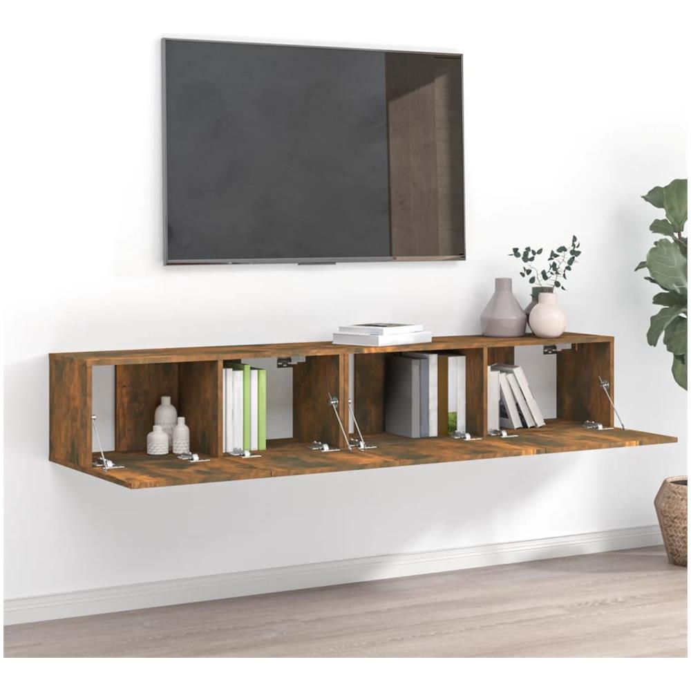 Set Mobili Porta Tv 2 Pz Rovere Fumo In Legno Multistrato - Foto 1