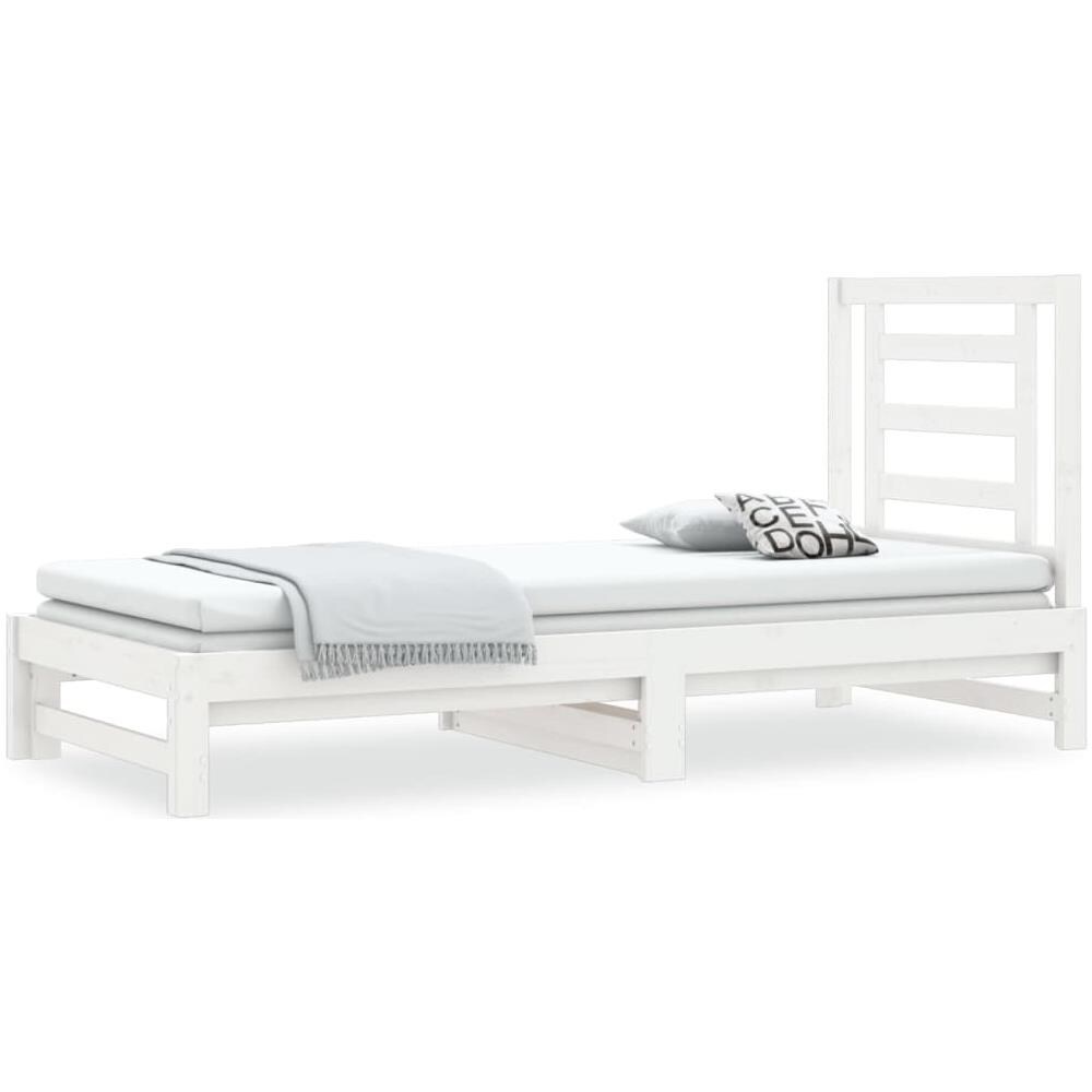 Dormeuse Estraibile Bianca 2x (90x200) Cm Legno Massello Di Pino - Foto 2