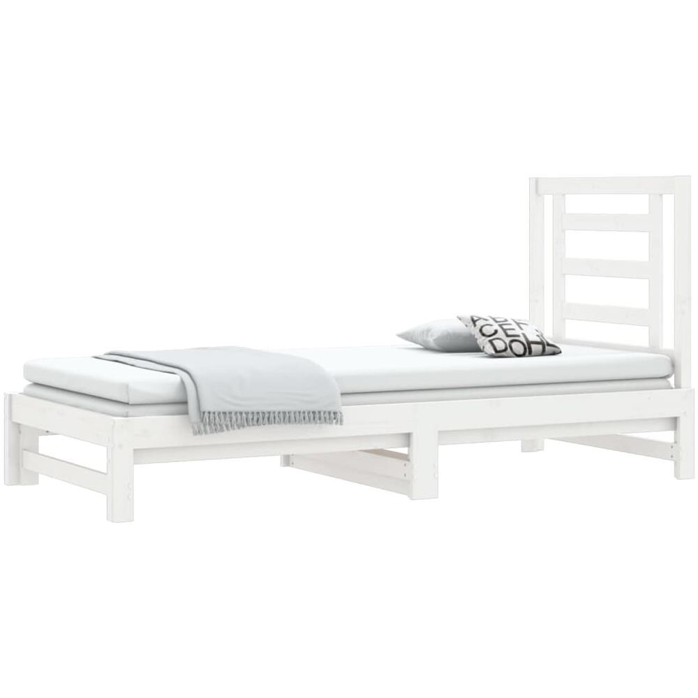 Dormeuse Estraibile Bianca 2x (90x200) Cm Legno Massello Di Pino - Foto 3