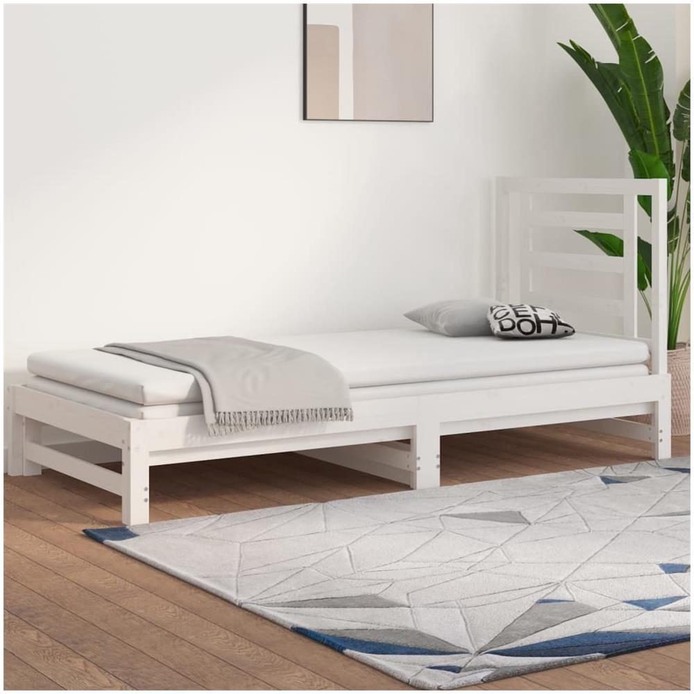 Dormeuse Estraibile Bianca 2x (90x200) Cm Legno Massello Di Pino - Foto 1