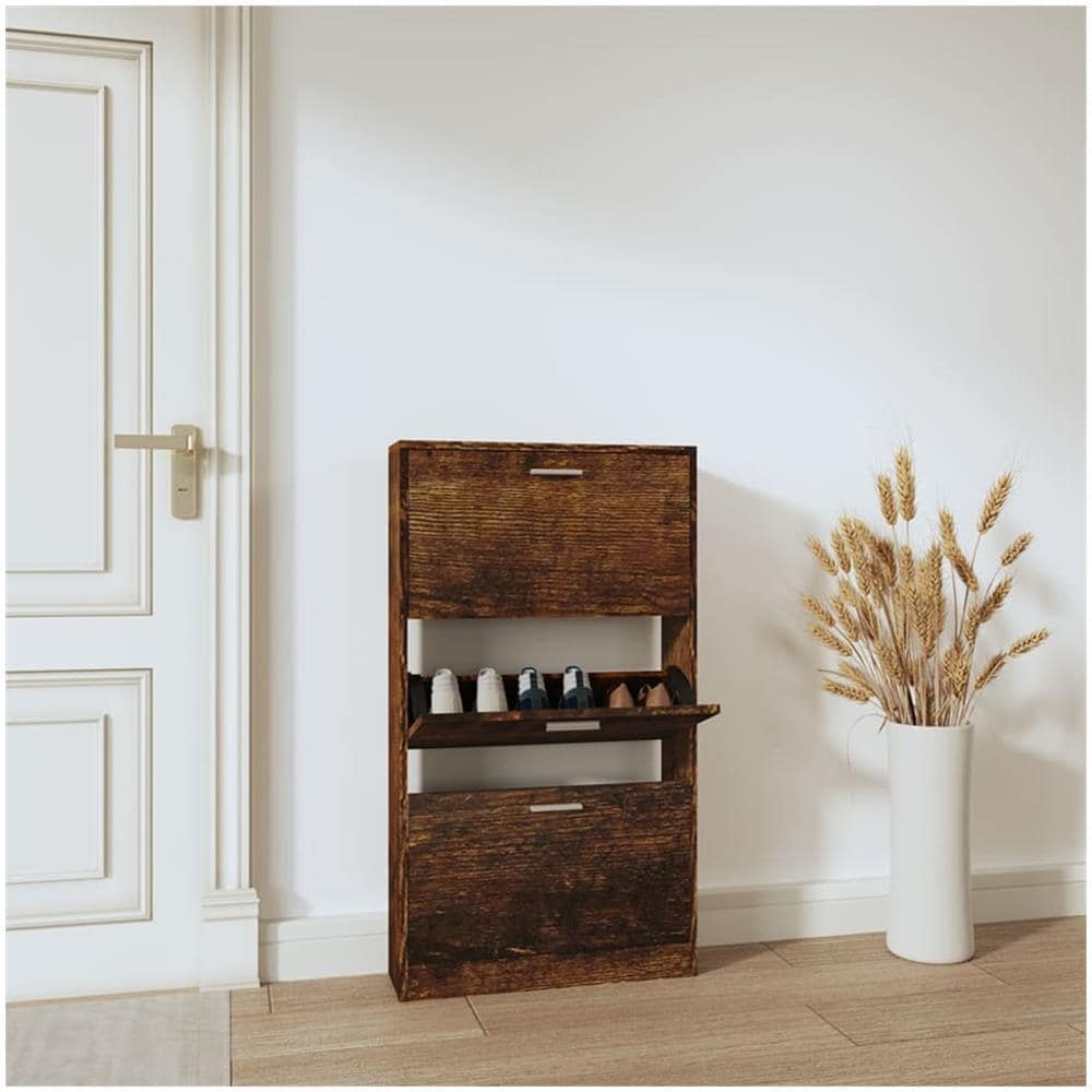 Scarpiera Rovere Fumo 59x17x108 Cm In Legno Multistrato - Foto 1