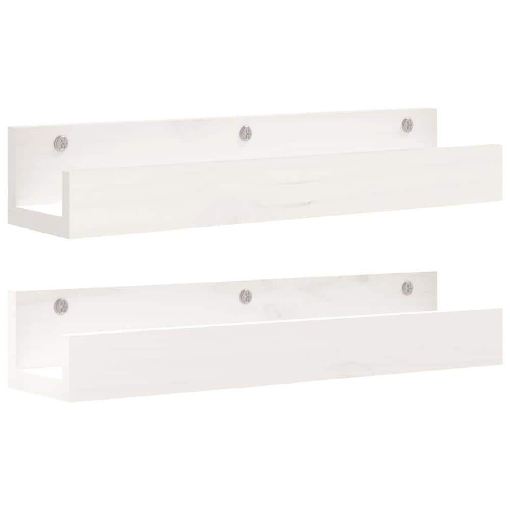 Mensole Da Parete 2 Pz Bianco 50x12x9cm Legno Massello Di Pino - Foto 2