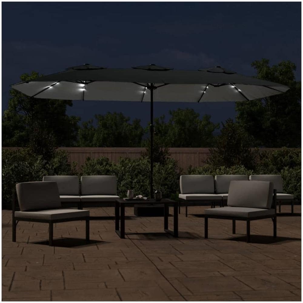Ombrellone A Doppia Testa Con Led Antracite 449x245 Cm - Foto 3