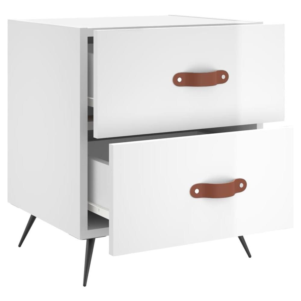 Comodino Bianco Lucido 40x35x47,5 Cm In Legno Multistrato - Foto 2