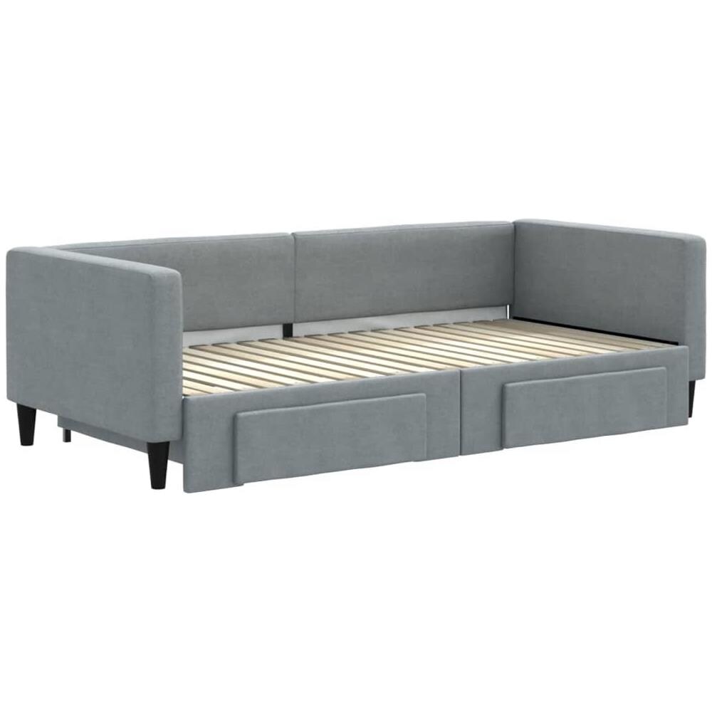 Divano Letto Estraibile Cassetti Grigio Chiaro 90x190cm Tessuto - Foto 3