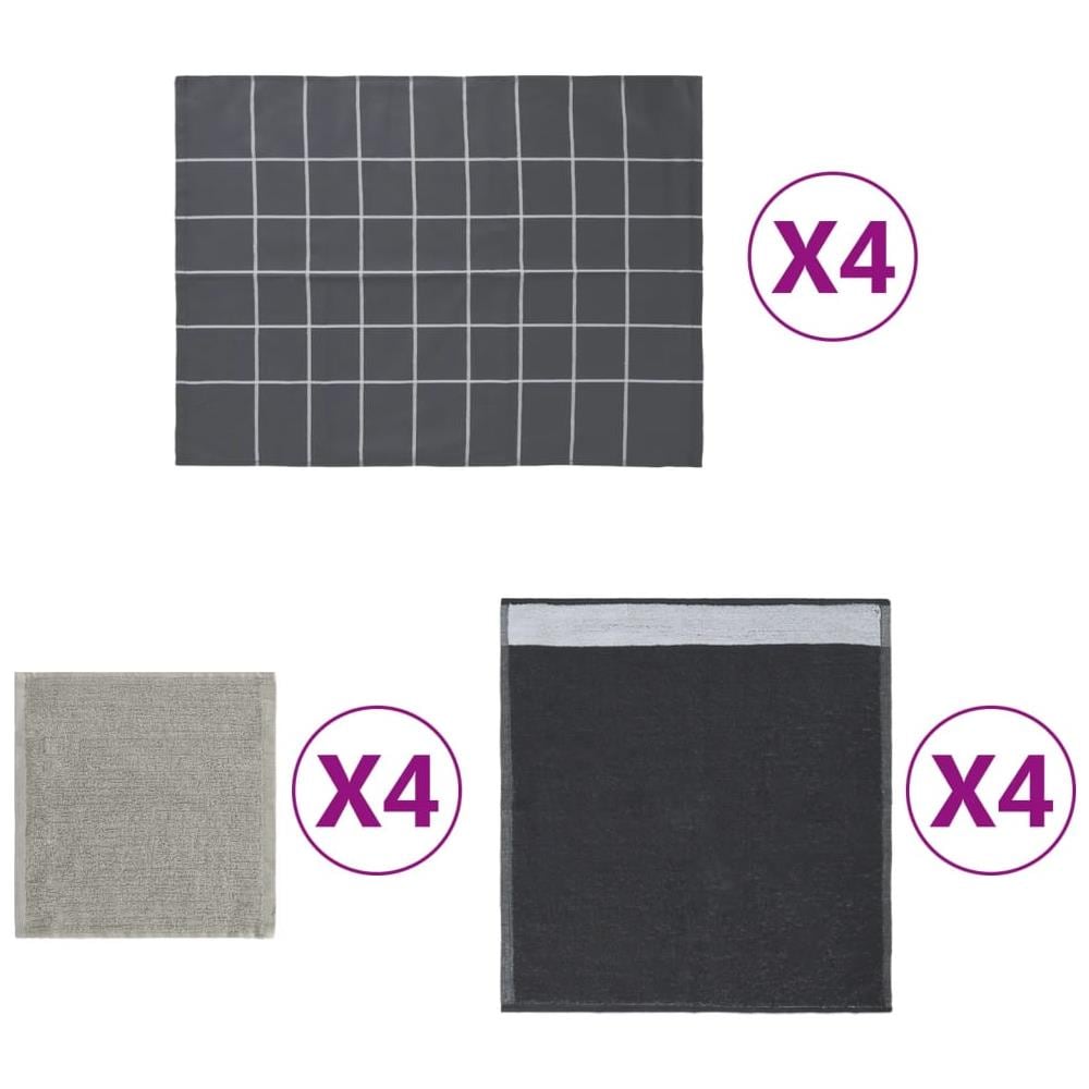 Set Strofinacci 12 Pz In Cotone Grigio - Foto 1