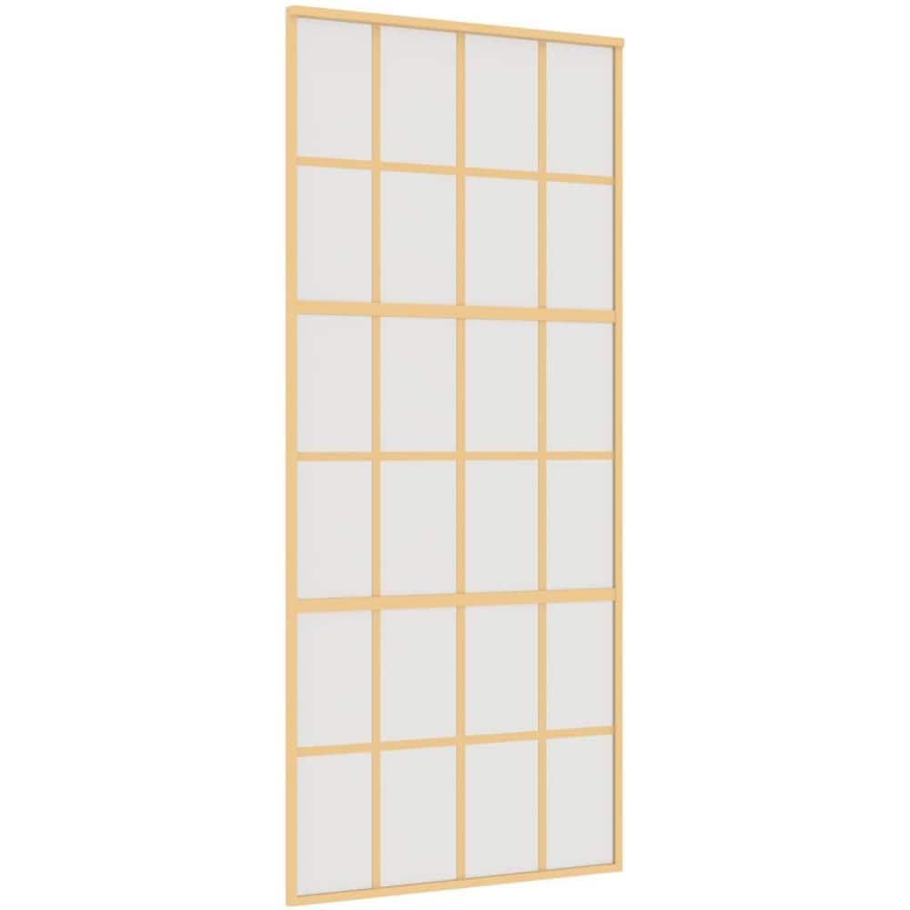Porta Scorrevole Dorata 90x205 Vetro Smerigliato Esg Alluminio - Foto 2