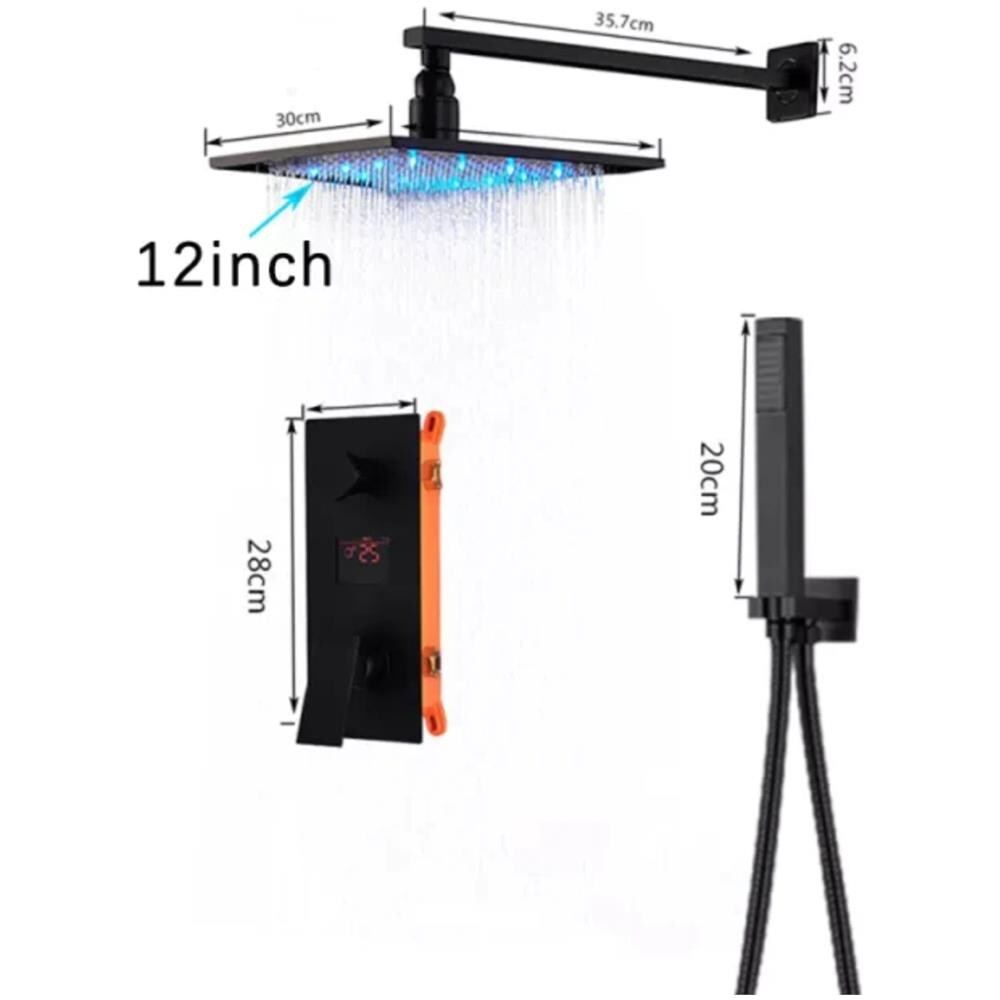 Set miscelatore doccia, Blackswan, tipo M73.68 LED, modello nero opaco, misura 30 cm - Foto 2