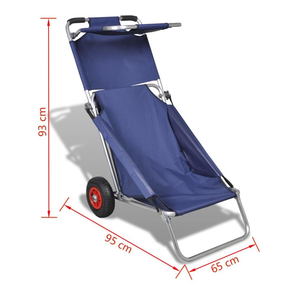 Carrello / sedia / tavolo Da Spiaggia 3 In 1, Blu - Foto 14