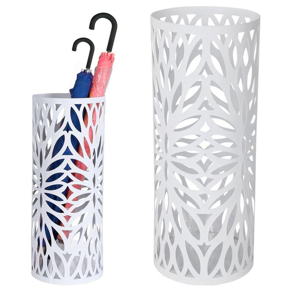 Portaombrelli Ferro Design 7w Rotondo Stand Bianco Vaschetta Salvagoccia - Foto 1