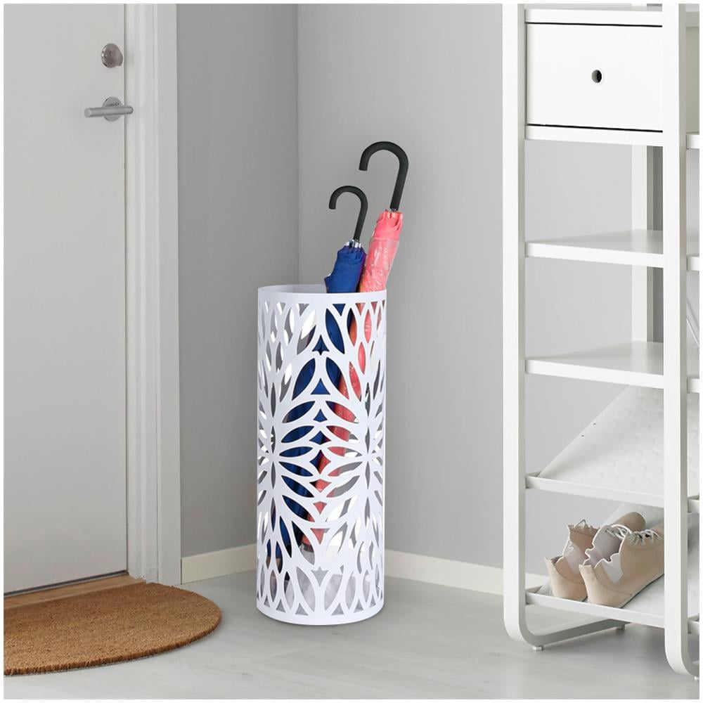 Portaombrelli Ferro Design 7w Rotondo Stand Bianco Vaschetta Salvagoccia - Foto 4