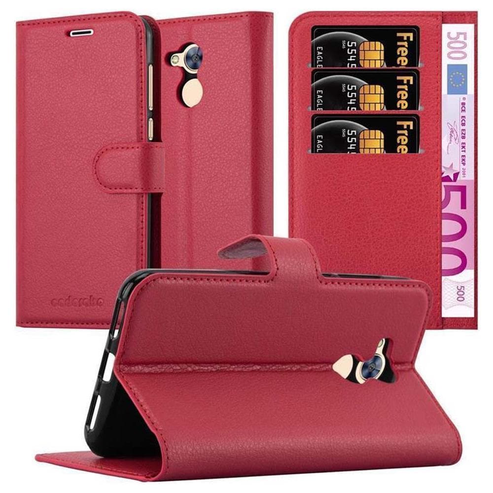 Custodia Compatibile Con Honor 6a In Rosso Carminio - Coperchio Protettiva Con Chiusura Magnetica, Funzione Stand E Tasca Per Le Carte - Foto 1