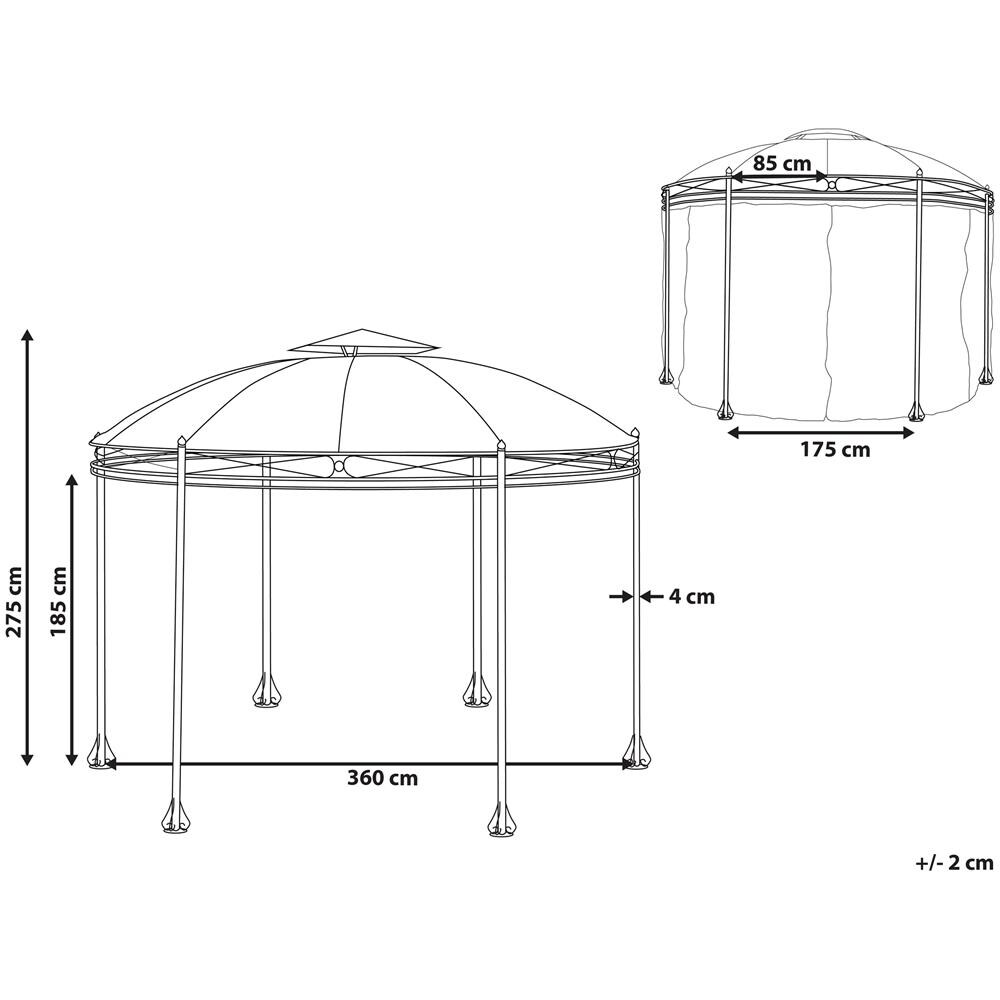 Gazebo In Acciaio E Tessuto Grigio Ø368 Cm Safara - Foto 2