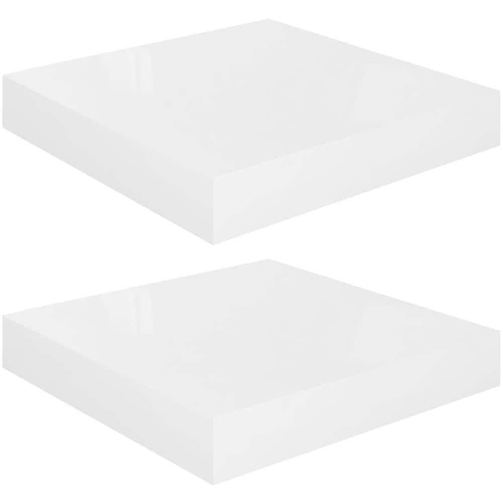 Scaffali a Parete 2 pz Bianco Lucido 23x23,5x3,8 cm in MDF - Foto 1