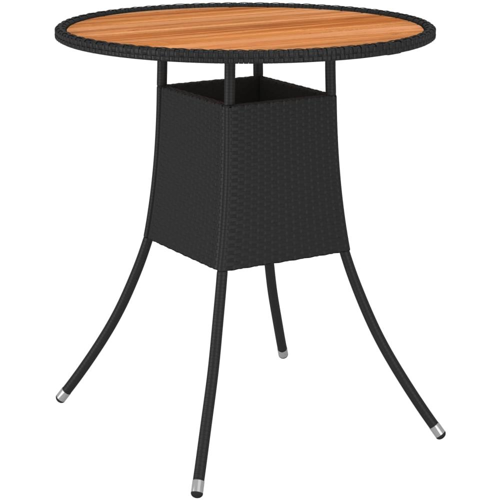 Tavolo Da Giardino Nero ? 70 Cm Polyrattan E Massello D'acacia - Foto 1